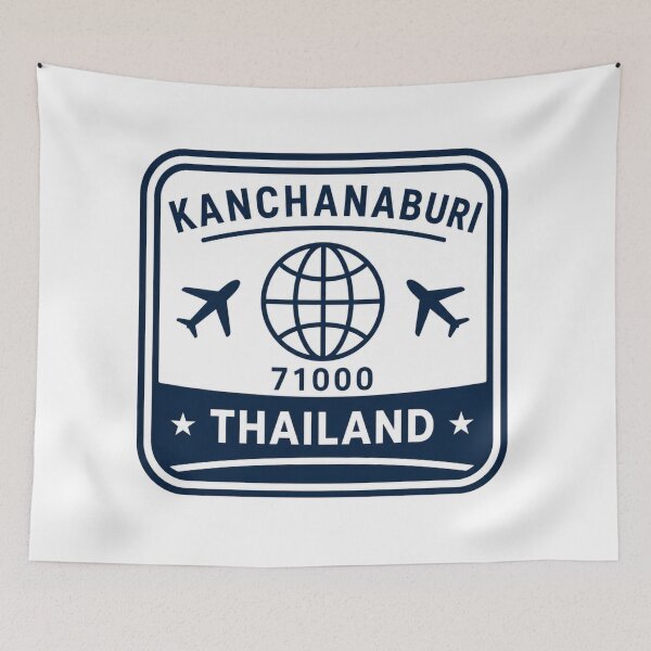 Item preview, Kanchanaburi Thailand Retro Travel Stamp Design designed and sold by Nicha Studio.