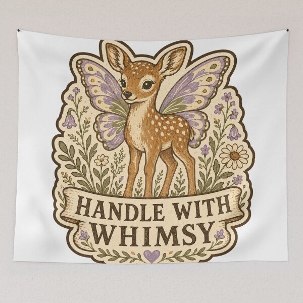 Item preview, Handle With Whimsy Fairy Fawn and Wildflowers designed and sold by Peak Pop Studio..