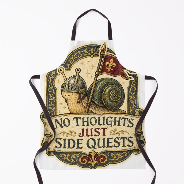 Item preview, No Thoughts Just Side Quests Medieval Knight Snail designed and sold by Peak Pop Designs | Funny Gifts, Cozy Art & Cute Animals .