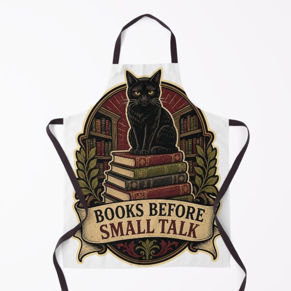 Item preview, Books Before Small Talk Black Cat Library designed and sold by Peak Pop Studio..