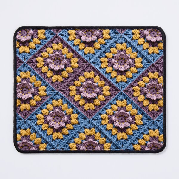 Item preview, Mustard Purple Crochet Diamond Pattern Boho Blanket designed and sold by LuisWorks.