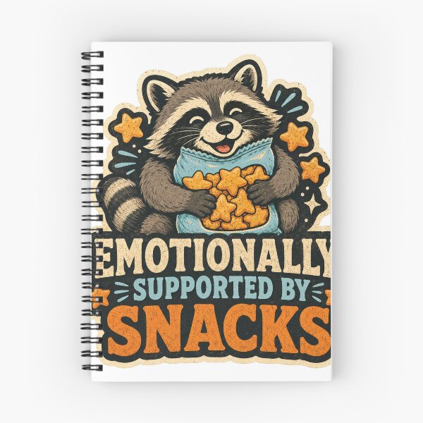 Item preview, Emotionally Supported by Snacks Cute Raccoon designed and sold by Peak Pop Designs | Funny Gifts, Cozy Art & Cute Animals .
