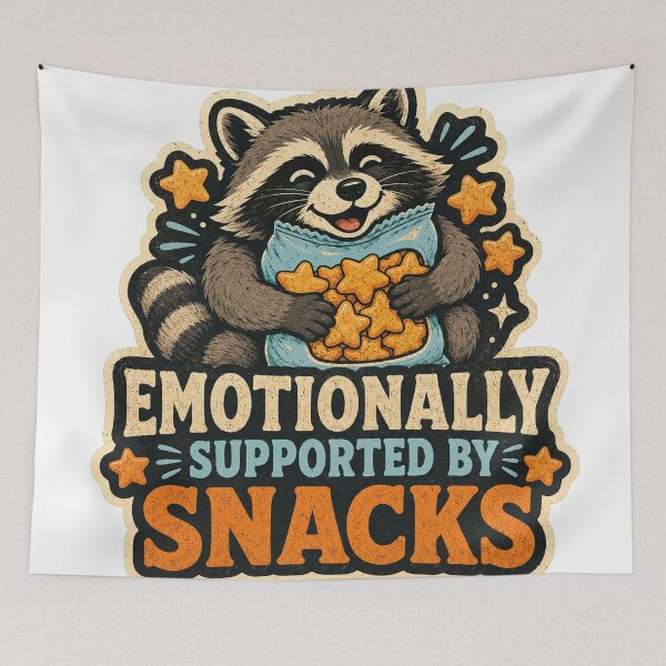 Item preview, Emotionally Supported by Snacks Cute Raccoon designed and sold by Peak Pop Designs | Funny Gifts, Cozy Art & Cute Animals .