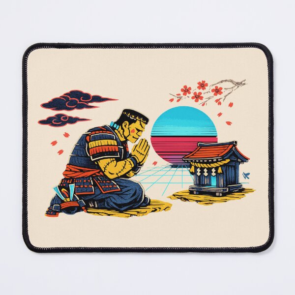 Item preview, Neon Ukiyo‑E Samurai Frankenstein Praying designed and sold by KungPowUnicorn.
