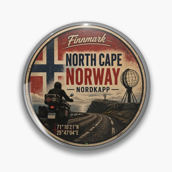 Item preview, Nordkapp North Cape Norway Motorcycle Sticker T-Shirt 04 designed and sold by OuterShellUK.