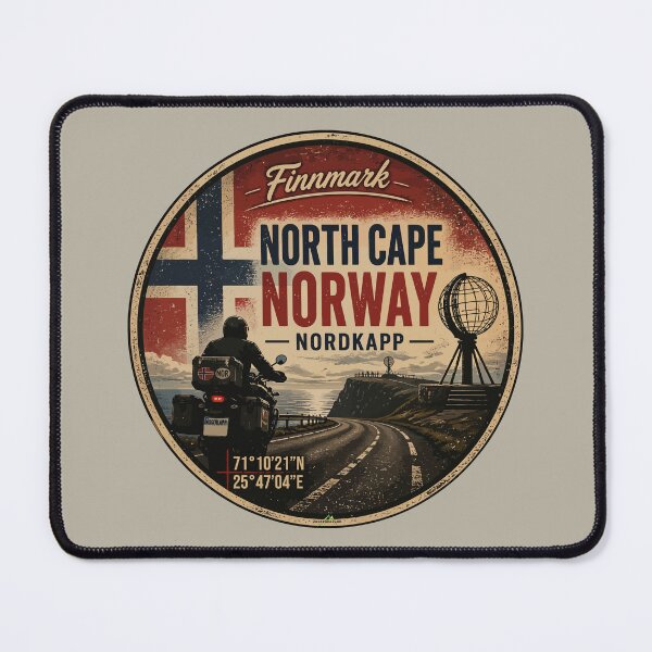 Item preview, Nordkapp North Cape Norway Motorcycle Sticker T-Shirt 04 designed and sold by OuterShellUK.