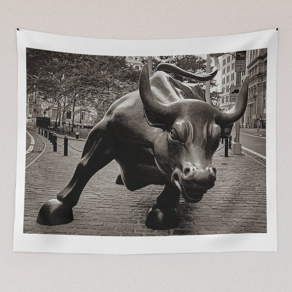Item preview, Chaging Bull Wall Street Black White Finance designed and sold by stefandaug.