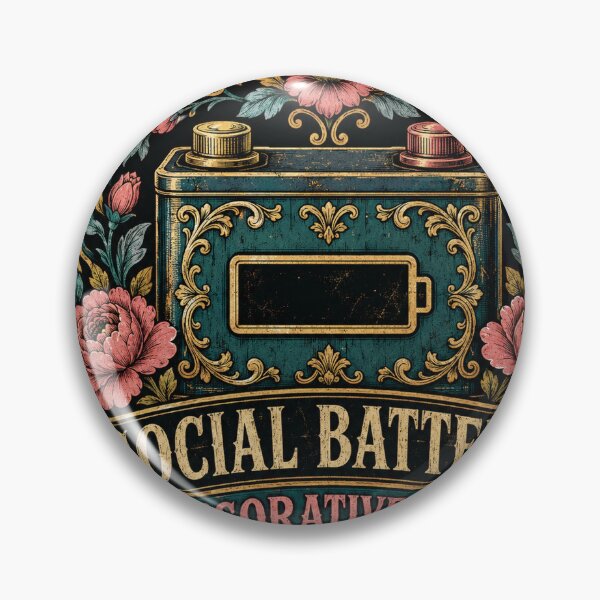 Item preview, Social Battery Decorative Only Floral Vintage Design designed and sold by Peak Pop Designs | Funny Gifts, Cozy Art & Cute Animals .