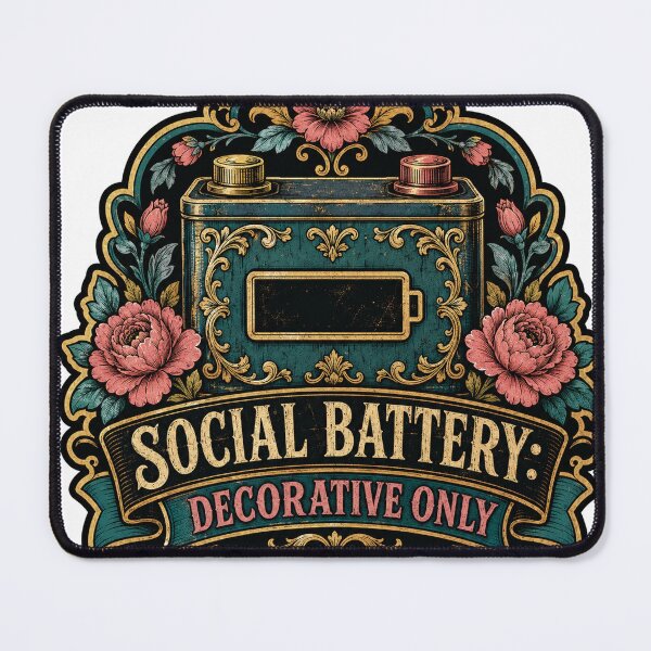 Item preview, Social Battery Decorative Only Floral Vintage Design designed and sold by Peak Pop Studio..