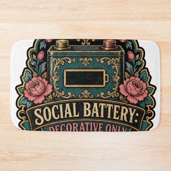 Item preview, Social Battery Decorative Only Floral Vintage Design designed and sold by Peak Pop Designs | Funny Gifts, Cozy Art & Cute Animals .