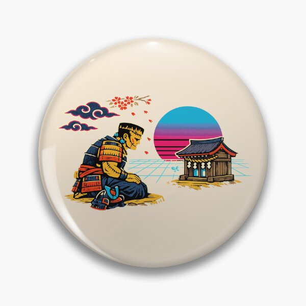 Item preview, Neon Ukiyo‑E Samurai Frankenstein Shrine designed and sold by KungPowUnicorn.