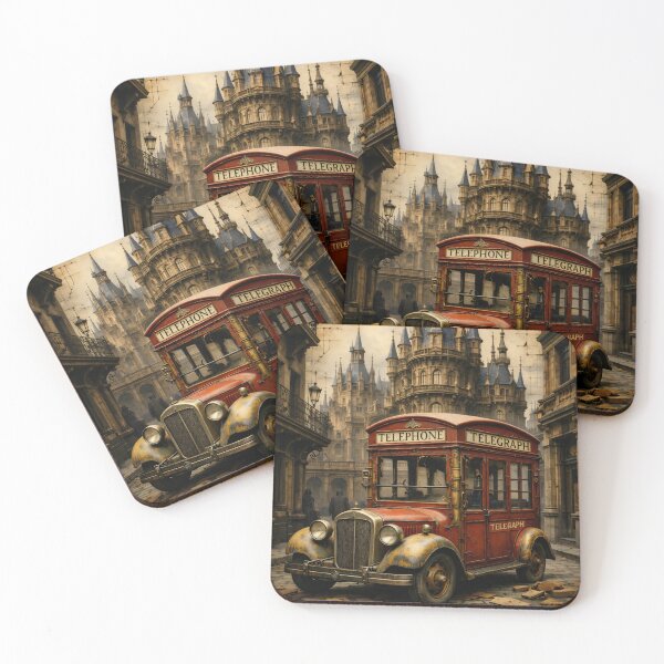 Item preview, Vintage Telephone Telegraph Van – Gothic Old City Steampunk Print designed and sold by Kaleidoscope Print.