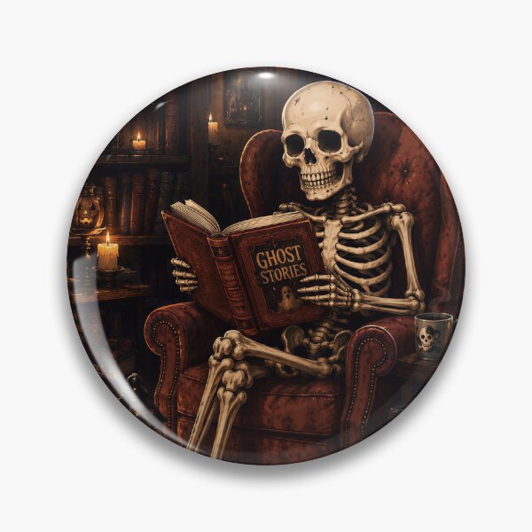 Item preview, Skeleton Reading Book Ghost Stories Halloween designed and sold by Soluna Studio.