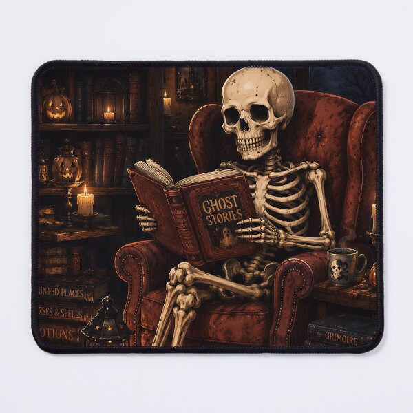 Item preview, Skeleton Reading Book Ghost Stories Halloween designed and sold by Soluna Studio.