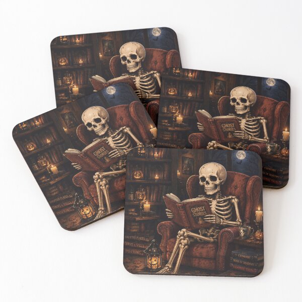 Item preview, Skeleton Reading Book Ghost Stories Halloween designed and sold by Soluna Studio.
