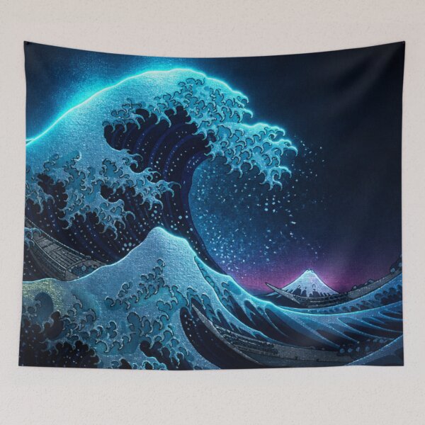 Item preview, Moonlight Glow Great Wave | Neon Ukiyo-e Re:Mix | Japanese Art | Hokusai designed and sold by vekotpu.