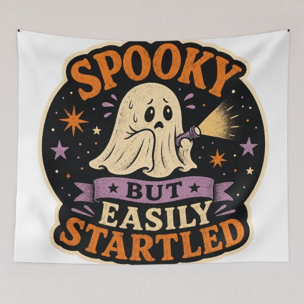 Item preview, Spooky but Easily Startled Nervous Halloween Ghost designed and sold by Peak Pop Designs | Funny Gifts, Cozy Art & Cute Animals .
