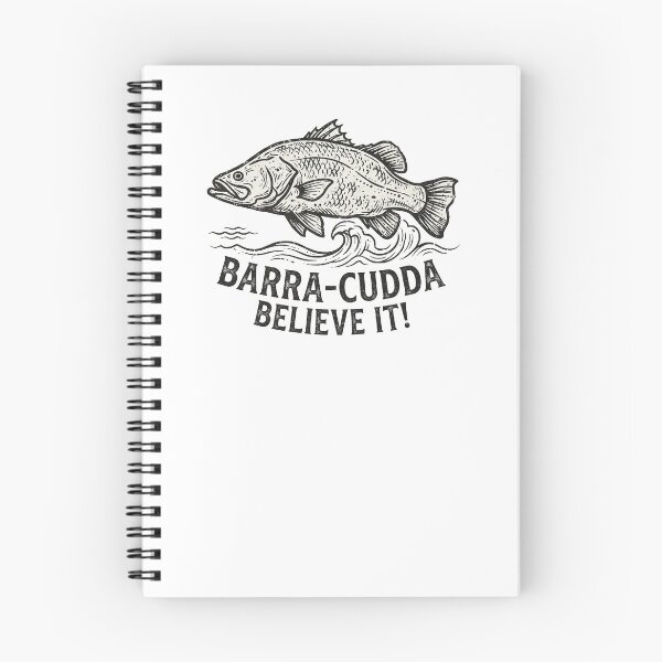 Item preview, Barra-cudda Believe It Funny Fishing Barramundi Fish Aussie Pun Woodcut designed and sold by Yellowriversss.