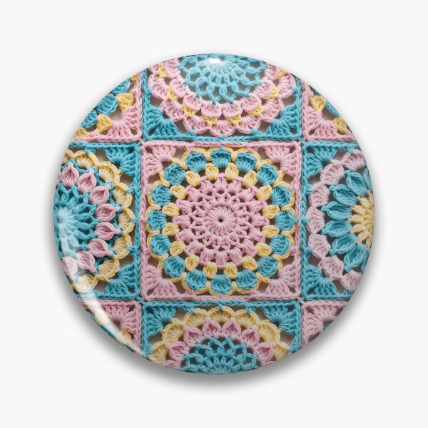 Item preview, Pastel Crochet Flower Square Pink Blue Yellow designed and sold by LuisWorks.