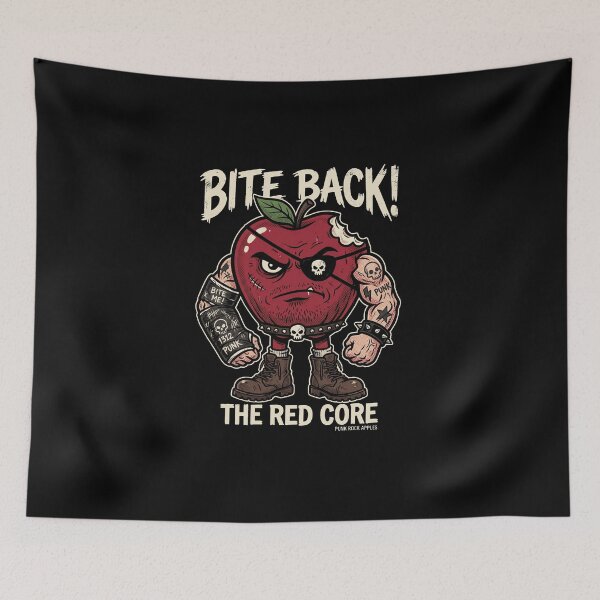 Item preview, Punk Rock Bad Apple Bite Back Retro Cartoon Mascot designed and sold by AdyKurniawan.