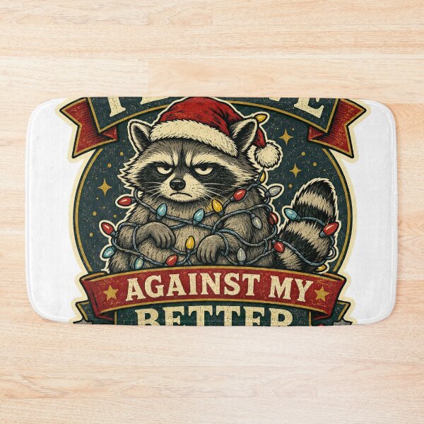 Item preview, Festive Against My Better Judgment Christmas Raccoon designed and sold by Peak Pop Designs | Funny Gifts, Cozy Art & Cute Animals .