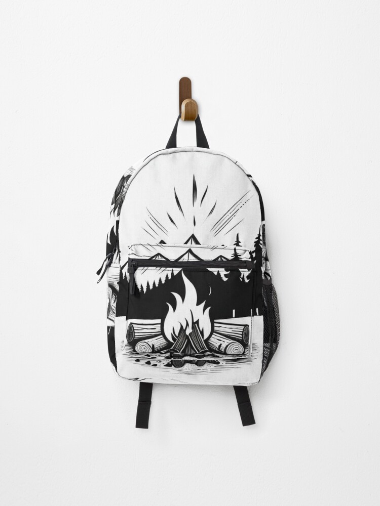 Imagen 1 de 3, Mochila con la obra Art - Stylized Mountain Landscape, Scouts and Nature Ambiance, diseñada y vendida por Reverso-Design.