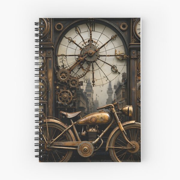 Item preview, Steampunk Motorcycle and Clockwork Workshop – Vintage Mechanical Fantasy Print designed and sold by Kaleidoscope Print.