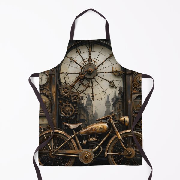 Item preview, Steampunk Motorcycle and Clockwork Workshop – Vintage Mechanical Fantasy Print designed and sold by Kaleidoscope Print.