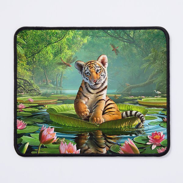 Item preview, Cute Tiger Cub On Lotus Leaf Jungle Fantasy designed and sold by jamesthomasw.