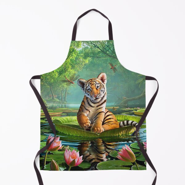 Item preview, Cute Tiger Cub On Lotus Leaf Jungle Fantasy designed and sold by jamesthomasw.