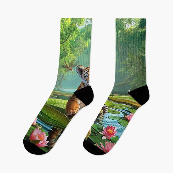 Item preview, Cute Tiger Cub On Lotus Leaf Jungle Fantasy designed and sold by jamesthomasw.