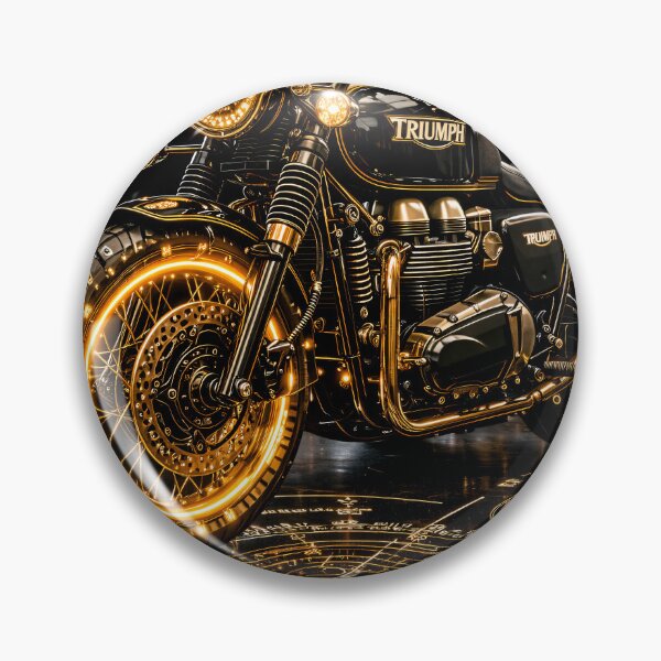 Item preview, Golden Neon Café Racer Motorcycle – Luxury Black Motorbike Art Print designed and sold by Kaleidoscope Print.