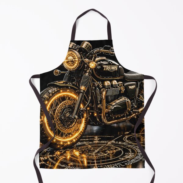 Item preview, Golden Neon Café Racer Motorcycle – Luxury Black Motorbike Art Print designed and sold by Kaleidoscope Print.