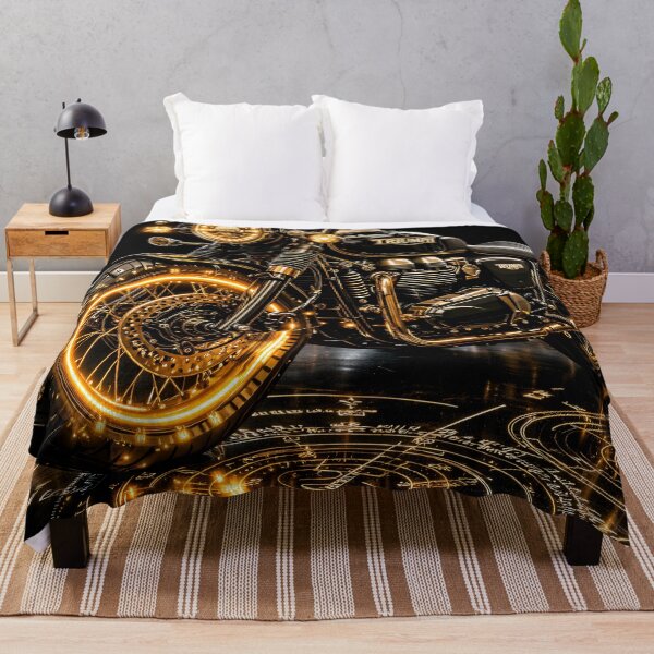 Item preview, Golden Neon Café Racer Motorcycle – Luxury Black Motorbike Art Print designed and sold by Kaleidoscope Print.