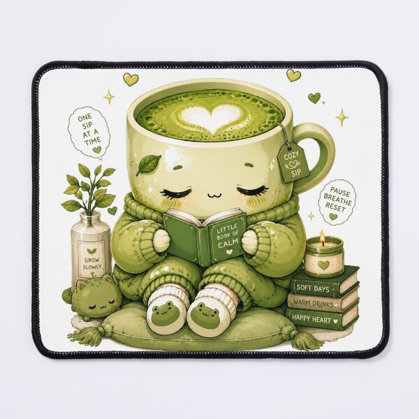 Item preview, Cozy Reading Cup Kawaii Sticker designed and sold by StickersHul.