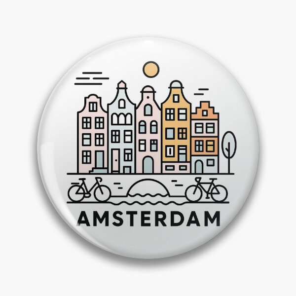 Item preview, Amsterdam Netherlands Travel Souvenir - Canal Houses & Bridge Illustration designed and sold by OzzFrequency.