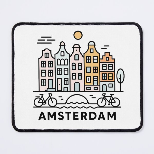 Item preview, Amsterdam Netherlands Travel Souvenir - Canal Houses & Bridge Illustration designed and sold by OzzFrequency.