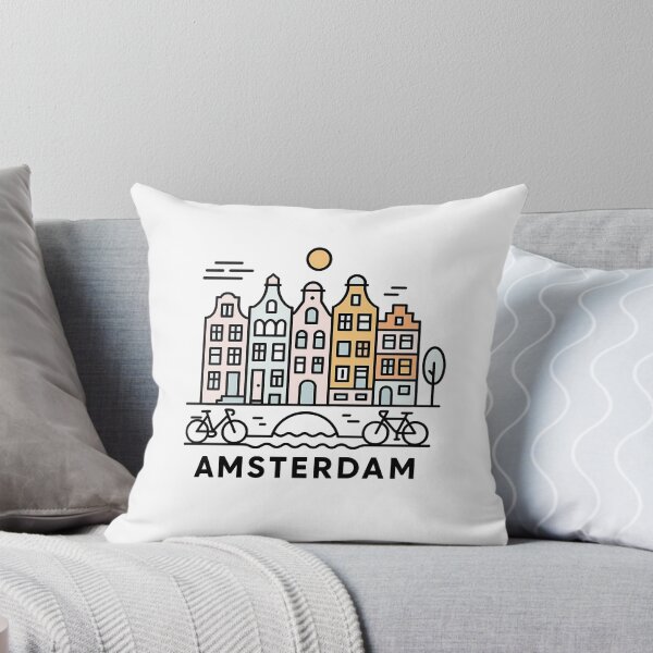 Item preview, Amsterdam Netherlands Travel Souvenir - Canal Houses & Bridge Illustration designed and sold by OzzFrequency.