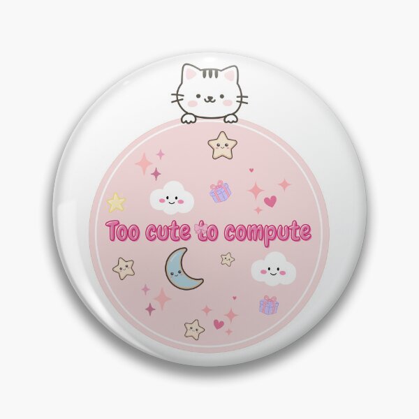 Item preview, Too Cute to Compute Kawaii Cat Moon and Stars designed and sold by Rehnair.