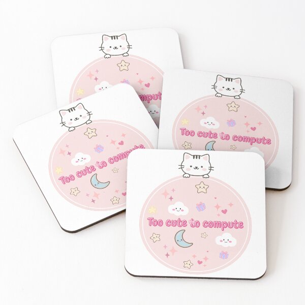 Item preview, Too Cute to Compute Kawaii Cat Moon and Stars designed and sold by Rehnair.