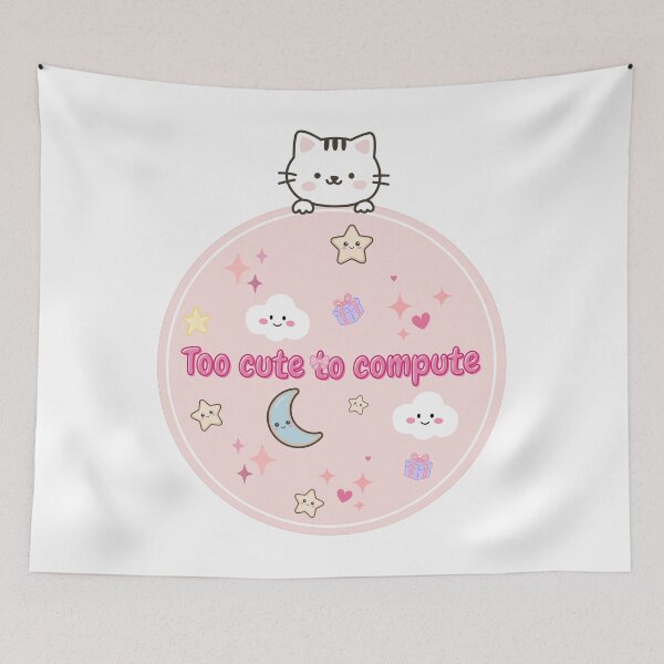 Item preview, Too Cute to Compute Kawaii Cat Moon and Stars designed and sold by Rehnair.
