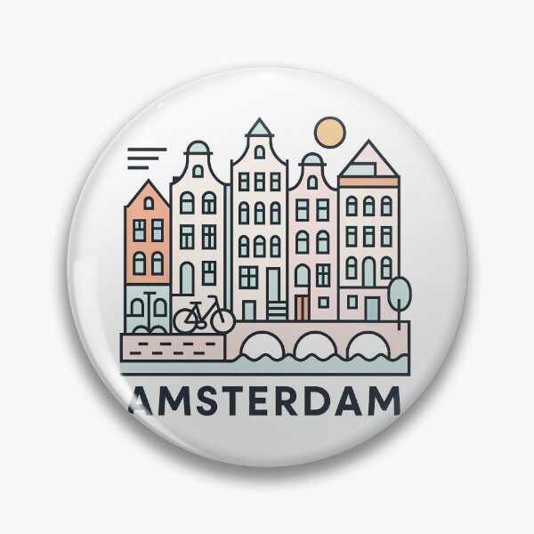 Item preview, Amsterdam Netherlands Travel Souvenir - Canal Houses & Bridge Illustration designed and sold by OzzFrequency.
