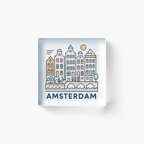 Item preview, Amsterdam Netherlands Travel Souvenir - Canal Houses & Bridge Illustration designed and sold by OzzFrequency.