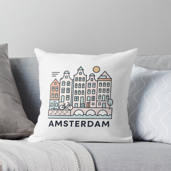Item preview, Amsterdam Netherlands Travel Souvenir - Canal Houses & Bridge Illustration designed and sold by OzzFrequency.