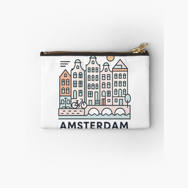 Item preview, Amsterdam Netherlands Travel Souvenir - Canal Houses & Bridge Illustration designed and sold by OzzFrequency.