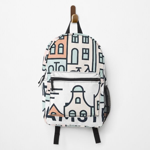 Item preview, Amsterdam Netherlands Travel Souvenir - Canal Houses & Bridge Illustration designed and sold by OzzFrequency.
