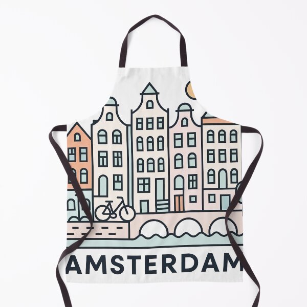 Item preview, Amsterdam Netherlands Travel Souvenir - Canal Houses & Bridge Illustration designed and sold by OzzFrequency.