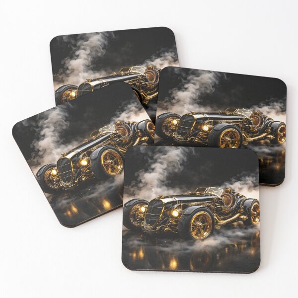 Item preview, Black and Gold Vintage Roadster – Luxury Retro Racing Car Print designed and sold by Kaleidoscope Print.