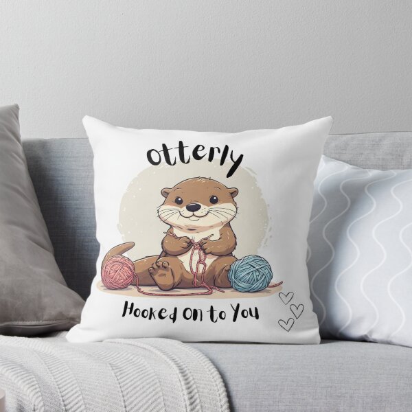 Item preview, “Otterly Hooked on You – Cute Otter Crochet Pun” designed and sold by LeafyMushroom.