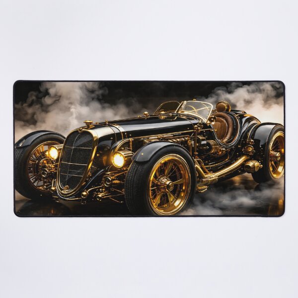 Item preview, Black and Gold Vintage Roadster – Luxury Retro Racing Car Print designed and sold by Kaleidoscope Print.
